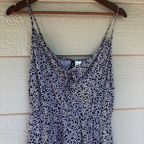 H&M y2k tie front Dress Spagheti Strap slip summer sun beachy navy blue print 10 - Picture 6 of 13